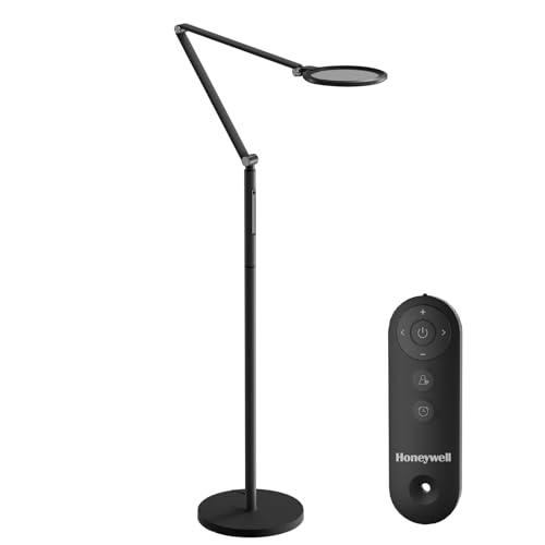 Honeywell F01 LED Floor Lamp, Dimmable Standing Light with Remote, Black