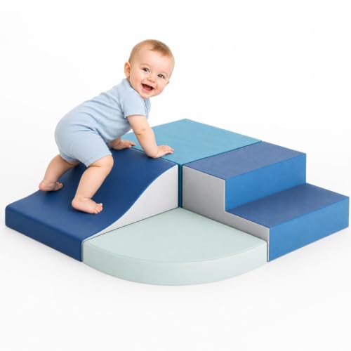 Garvee Foam Climbing Blocks for Toddlers 1-3, 4-Piece Baby Climbing Toys, Indoor Baby Activity Play Set for Crawling and Sliding, Soft Climbing Blocks for Infants and Kids | Indoor Playgroun