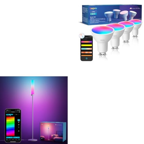 Lepro Bundle - 2 Items: O1 2300LM AI Smart Floor Lamp & 4 Pack BG1 AI GU10 Smart Bulb