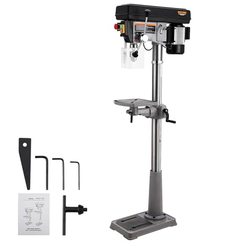 Garvee 13 in Floor Drill Press, 7.5 Amp 120V Pure Copper Motor with Swing-away Safety Guard, 288-3084 RPM Variable Speed, 0-45°Tilting Worktable, Tabletop Drilling Machine for Wood Metal