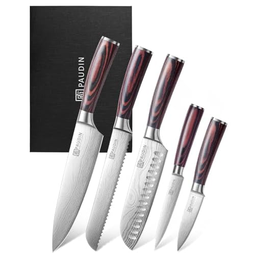 PAUDIN 5-Piece Chef Knife Set, Ultra Sharp Kitchen Knives