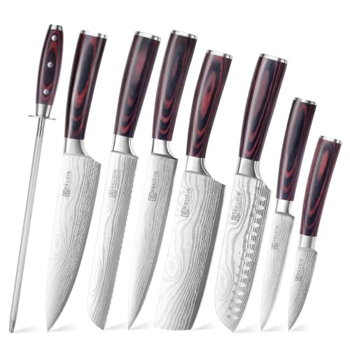PAUDIN Chef Knife Set 7 Pieces + Honing Rod