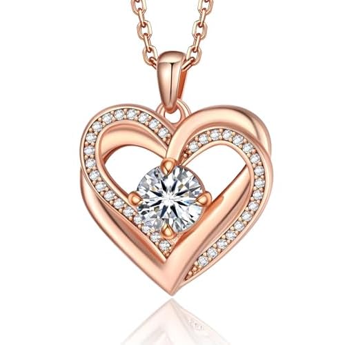 MomentWish Heart Necklace for Women Moissanite, Simulated Diamond, 925 Sterling Silver