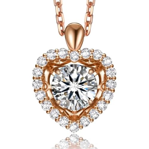 MomentWish Dancing Heart Necklace for Women, 0.5/1 Carat Dancing Moissanite Necklace for Her 925 Sterling Silver Pendant Anniversary Birthday Christmas Gift for Wife Mom Girlfriend