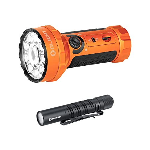 OLIGHT Marauder Mini 7,000 Lumens Bright Flashlight with 600 Meters Beam Distance Bundle I3T EOS 180 Lm Dual-Output Slim Light