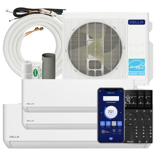 DELLA 27K BTU 3 Zone (2x9K+18K) Mini Split AC,24 SEER2,16ft Kits