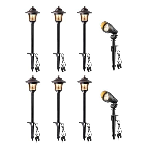 EDISHINE 3W 120LM LED Pathway Lights & 3.2W 240LM Spotlights Kit