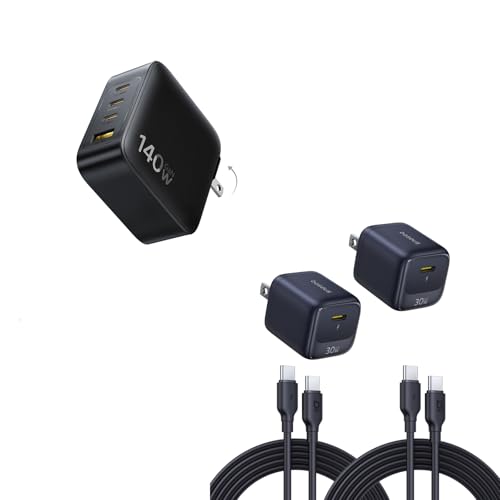 Baseus PD3.1 140W USB C Charger, PPS Fast Charger Type C & 30W USB C Charging Block with USB-C Cable 2 Pack