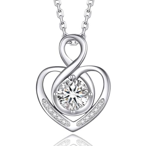 MomentWish Heart Necklace for Women,D Color VVS1 Moissanite