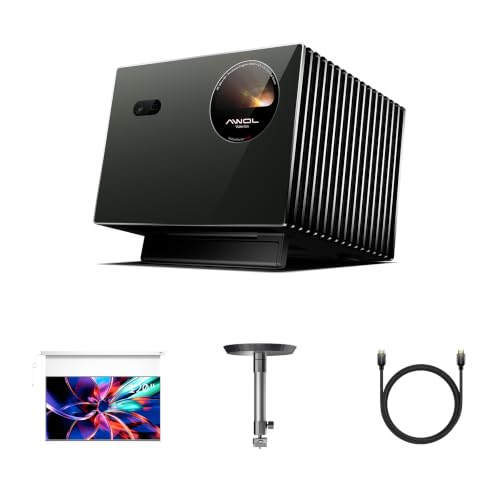 Hidden Pro Picture Cinema Solution:AWOL Valerion Pro2 4K Laser Projector with 120"PureVision Motorized Projector Screen and Ceiling Mount&HDMI Cable 12m