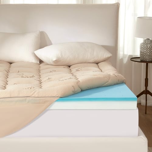 BEDLORE 4 Inch Dual Layer Memory Foam Mattress Topper Twin