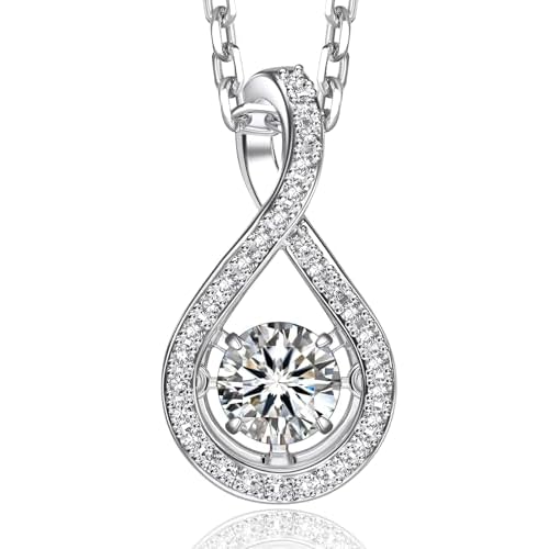 MomentWish Moissanite Necklace for Women, 0.5/1 Carat Sterling Silver