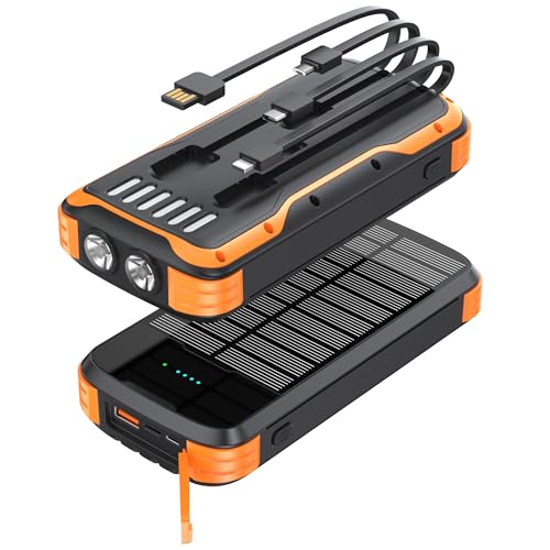 MINRISE Solar Power Bank 40000mAh, Portable Charger PD 20W Fast Charging