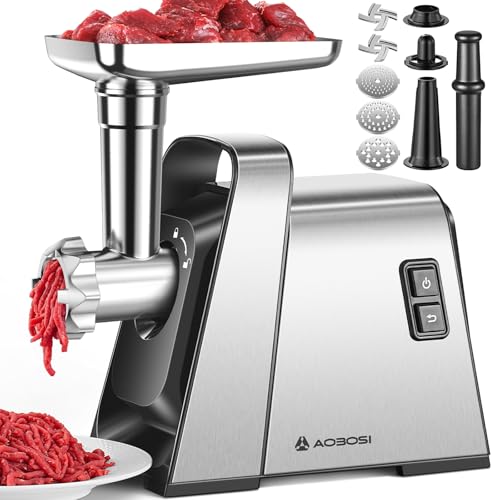 AAOBOSI 3-IN-1 Electric Meat Grinder, 3000W Max Sausage & Kibbe Maker