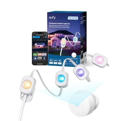 eufy Permanent Outdoor Lights S4, 150ft with 108 RGBWW LED String Lights