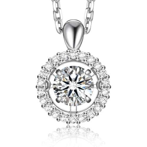 MomentWish Moissanite Necklace for Women, 0.5/1 Carat Sterling Silver