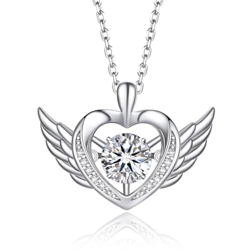 MomentWish Moissanite Necklace for Women, 0.5/1 Carat Sterling Silver