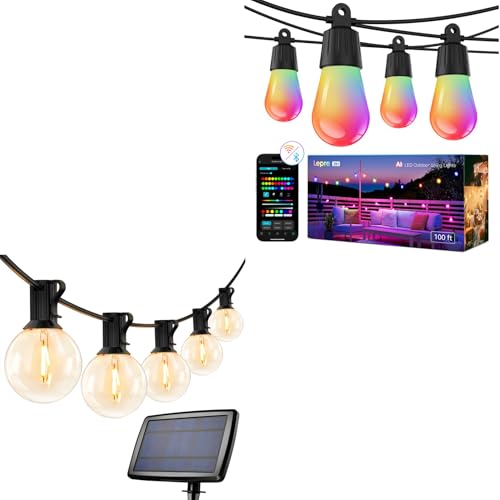 Lepro Bundle - Solar Globe G40 Outdoor String Lights & AI Smart Outdoor String Lights