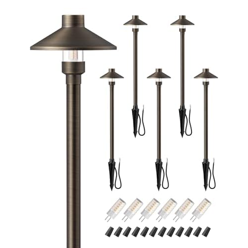 EDISHINE Solid Brass Low Voltage Landscape Lighting with G4 Bulbs 6 Pack