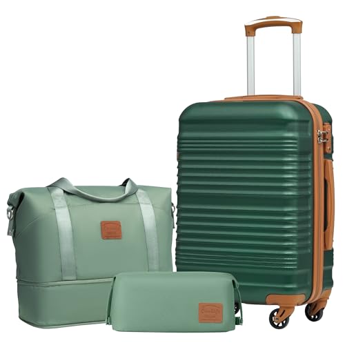 Coolife Luggage 3 Piece Set, Carry On Hardside Suitcase with Spinner wheels