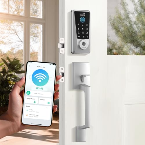DESLOC Fingerprint Smart Lock with Handle Set, Built-in WiFi, APP Remote