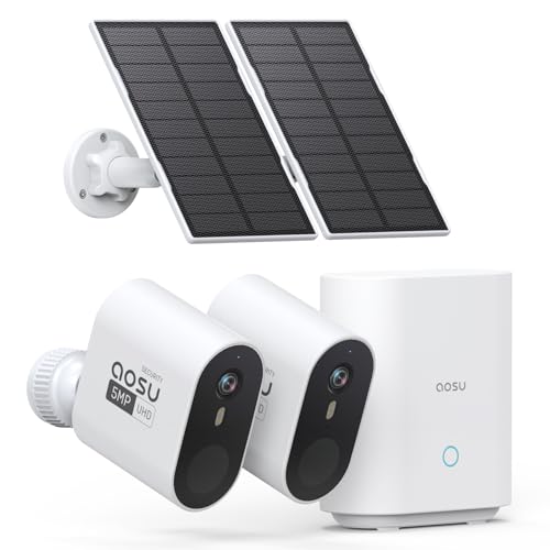 aosu 3K/5MP Solar Security Cameras Wireless Outdoor System, 2-Cam-Kit
