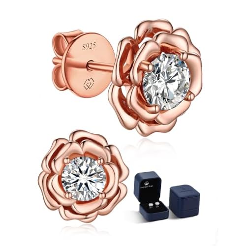 MomentWish Moissanite Earrings for Women, 1-2Carat Moissanite Stud Earrings, 925 Sterling Silver Hypoallergenic Stud for Sensitive Ears, Lab Created Diamond Earrings