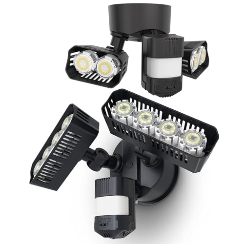 SANSI 28W 3500LM & 36W 3600LM Motion Sensor Outdoor Lights, Outdoor Motion Sensor Light Security Lights Detector with 4 Mode 5000K, IP65 Waterproof for Soffit, Garage, Yard (Black) Hardwired