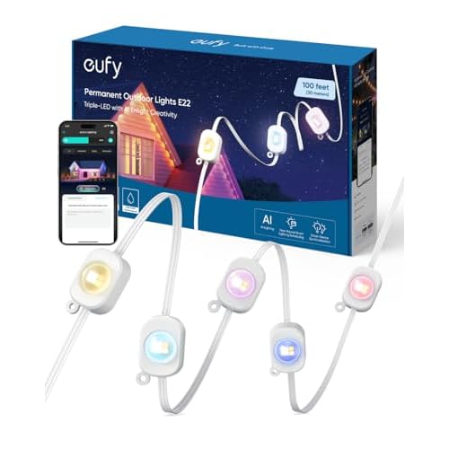 eufy Permanent Outdoor Lights E22, 100ft with 60 Triple-LED Lights