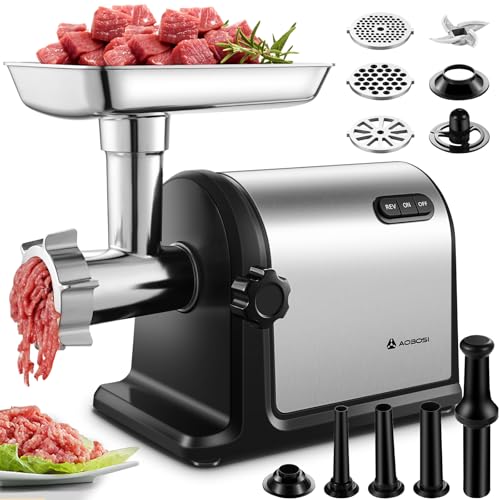AAOBOSI #12 Heavy Duty Meat Grinder, 3000W,One Button,Home Batch Prep