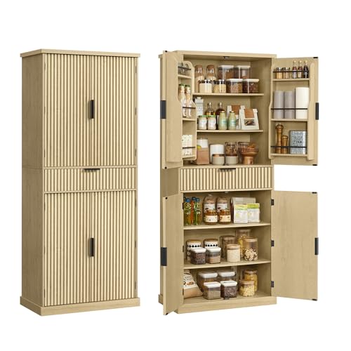 VASAGLE Pantry Cabinet, Freestanding Tall Cupboard with a Drawer