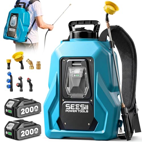 SEESII 5 Gal Leak-Proof Backpack Sprayer Battery Powered with 2 Batteries