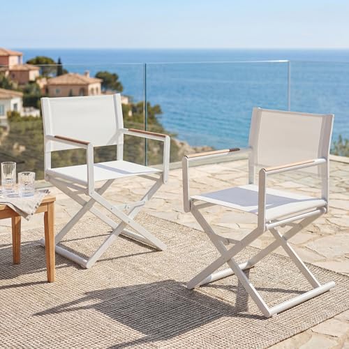 Grand patio Extra-Wide Folding Directors Chairs Set of 2, Outdoor Dining