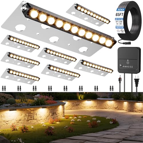 ZZXX All-in-One Retaining Wall Lights with Transformer, 2700K Step Lights