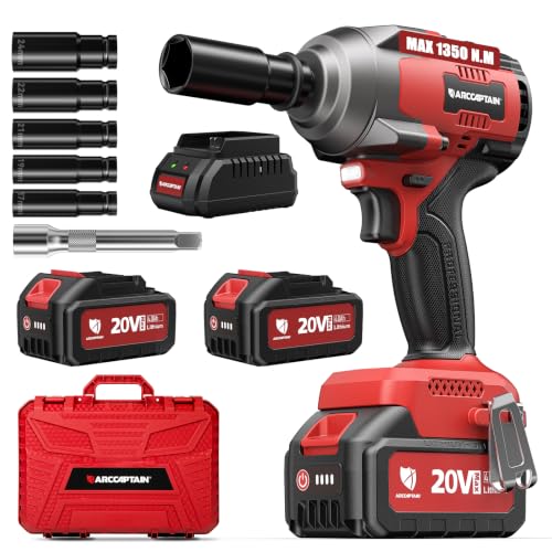 ARCCAPTAIN Cordless Impact Wrench 996Ft-lbs(1350N.m), 1/2 Inch Impact Gun