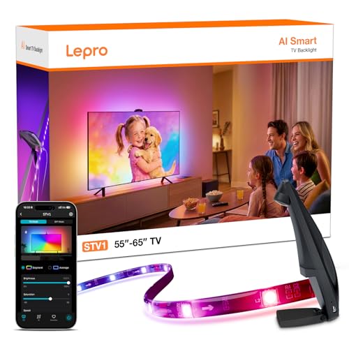 Lepro STV1 TV Backlight Camera LED Lights 11.8FT for 55-65 Inch TVs AI Tech