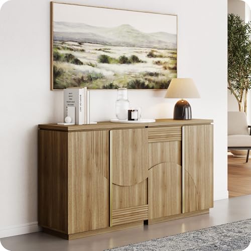 BELLEZE Set of 2 31" Kassi Sideboard Buffet Cabinet - Camel