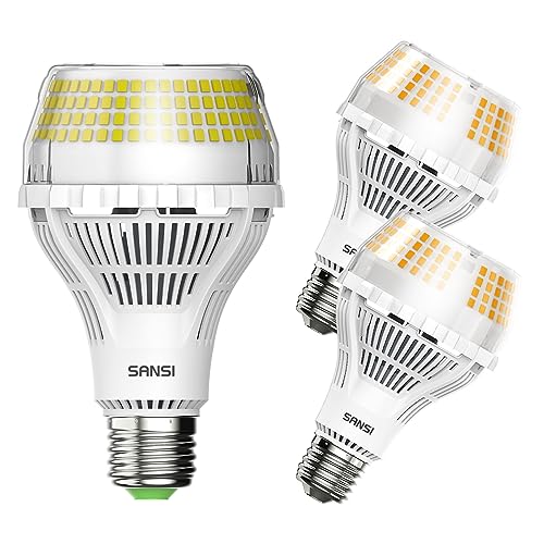 SANSI LED Light Bulb 3pack Non-Dimmable, 5000k + 3000k, 400W/250W wequivalent, E26 LED Bulb w/Ceramic Technology, Energy Saving Light Bulb for Home Office, 22-Year Lifetime