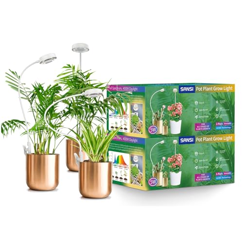 SANSI Grow Lights for Indoor Plants, Pot Clip LED Plant Light 10W 3-Pack +5W 4-Pack 4-Level dimmable, 3/6/12 Hours auto Timer Plants Lights for Indoor Growing
