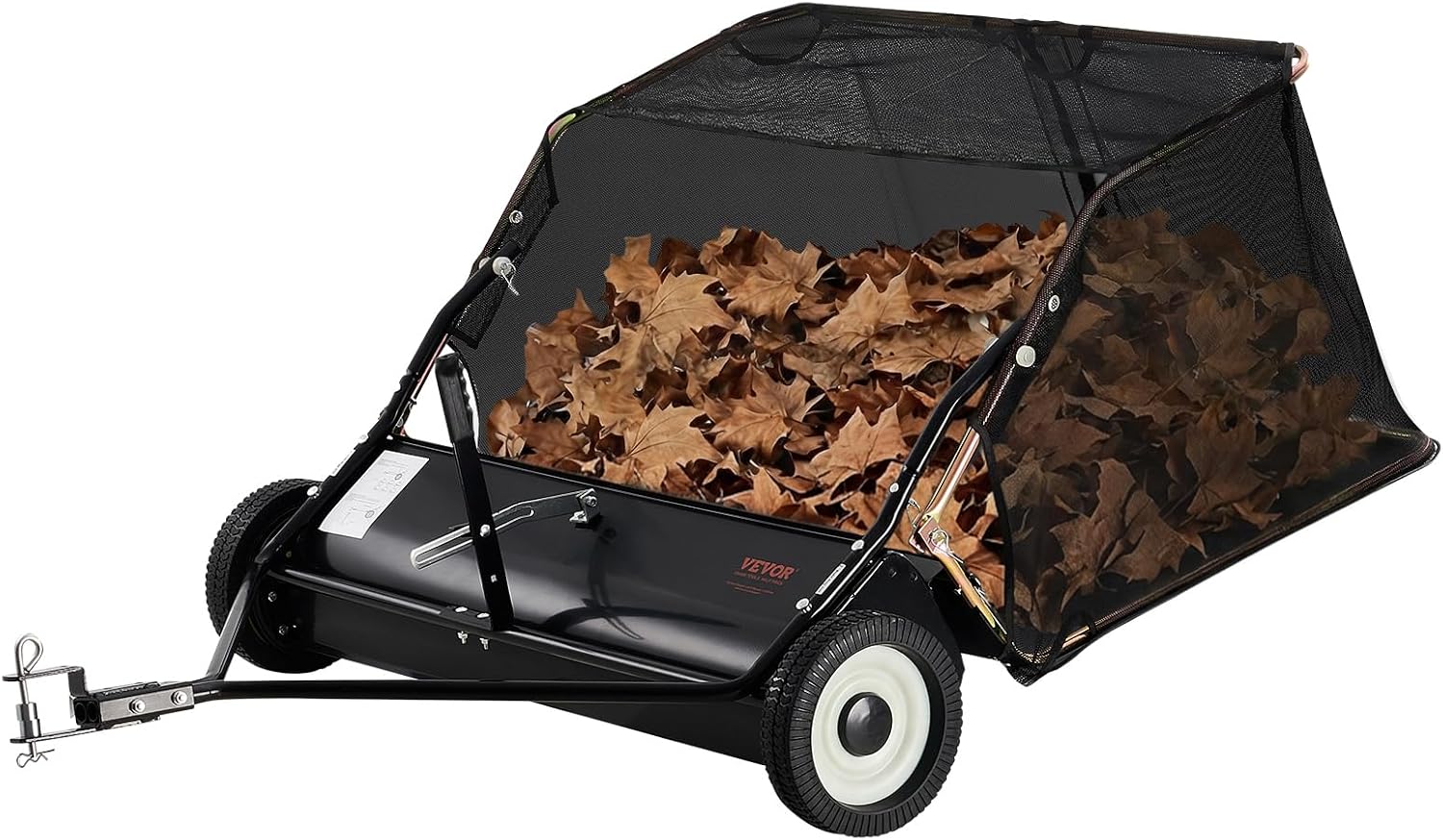 VEVOR 42" Tow-Behind Lawn Sweeper, 12 Cu. Ft. Hopper Leaf & Grass Collector