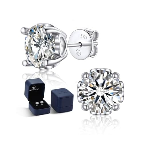 MomentWish Moissanite Earrings for Women, 1-2Carat Moissanite Stud Earrings, 925 Sterling Silver Hypoallergenic Stud for Sensitive Ears, Lab Created Diamond Earrings