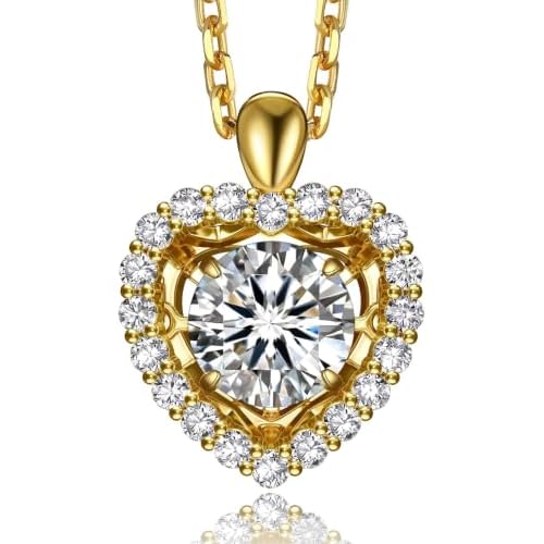 MomentWish Dancing Heart Necklace for Women, 0.5/1 Carat Dancing Moissanite Necklace for Her 925 Sterling Silver Pendant Anniversary Birthday Christmas Gift for Wife Mom Girlfriend