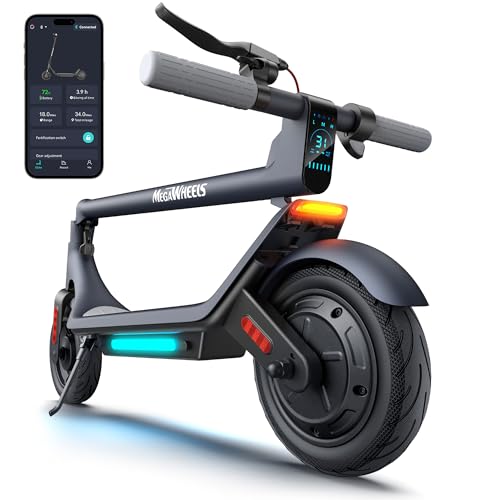 MEGAWHEELS Electric Scooter,Electric Scooter Adults Teens,10in Pneumatic Tires,350/500/600W Motor,19/31 Miles Range,15.5mph E Scooter with Smart APP Control for Commuting, Outdoor, Short Tra