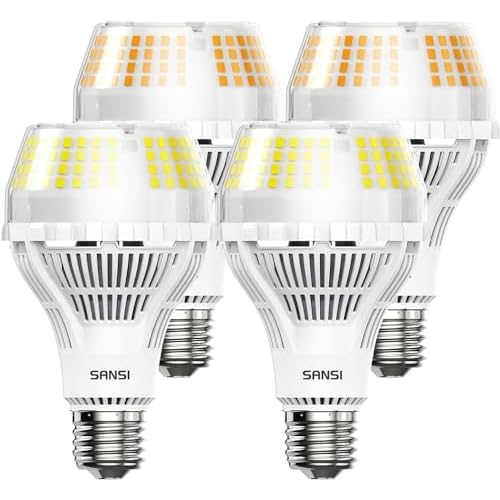 SANSI 200W Equivalent LED Light Bulb 4 Pack, 5000K + 3000K, 3000 Lumens Super Bright Light Bulb, Non-Dimmable, 22-Year Lifetime, A21 E26 2 Pack 22W Energy Saving LED Bulb